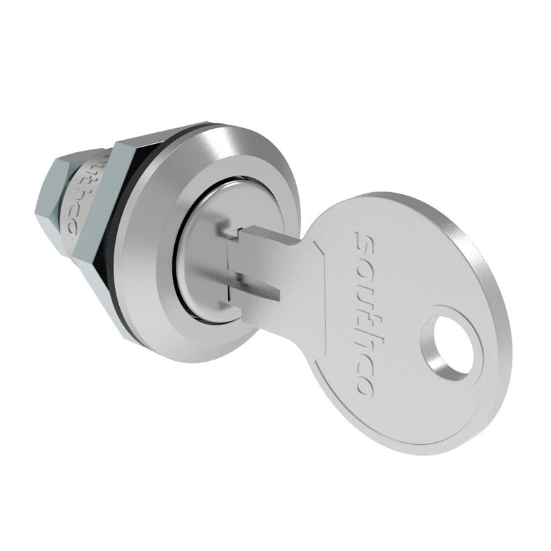 SOUTHCO Fixed Grip Cam Latch, Mini, Key-Locking, Sealed, Zinc Alloy, Chrome Plated, Bright [E5-M-402-UU1-11]