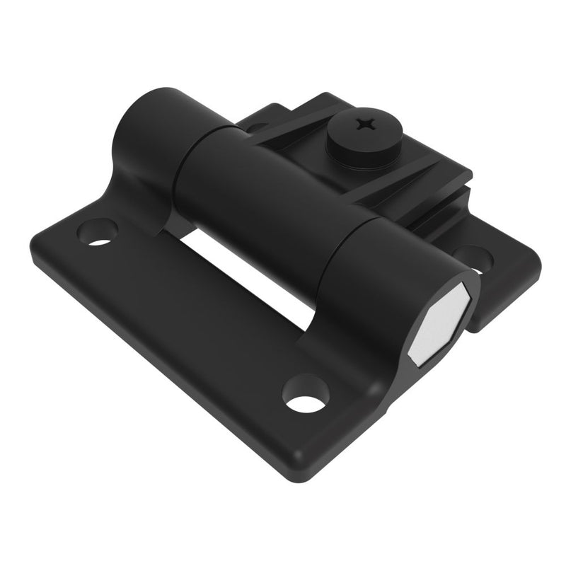 SOUTHCO Adjustable Torque Hinge, Symmetric, Large Size, Acetal Copolymer, Natural, Black [E6-10-501-20]