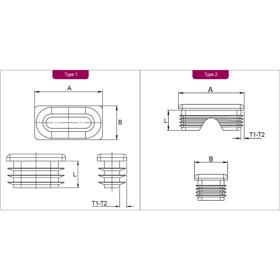 Essentra Rectangular Tube Insert 40.0 mm 25.0 mm 1.0 mm 3.0 mm Silver LDPE - PIR [805360]; 10144121