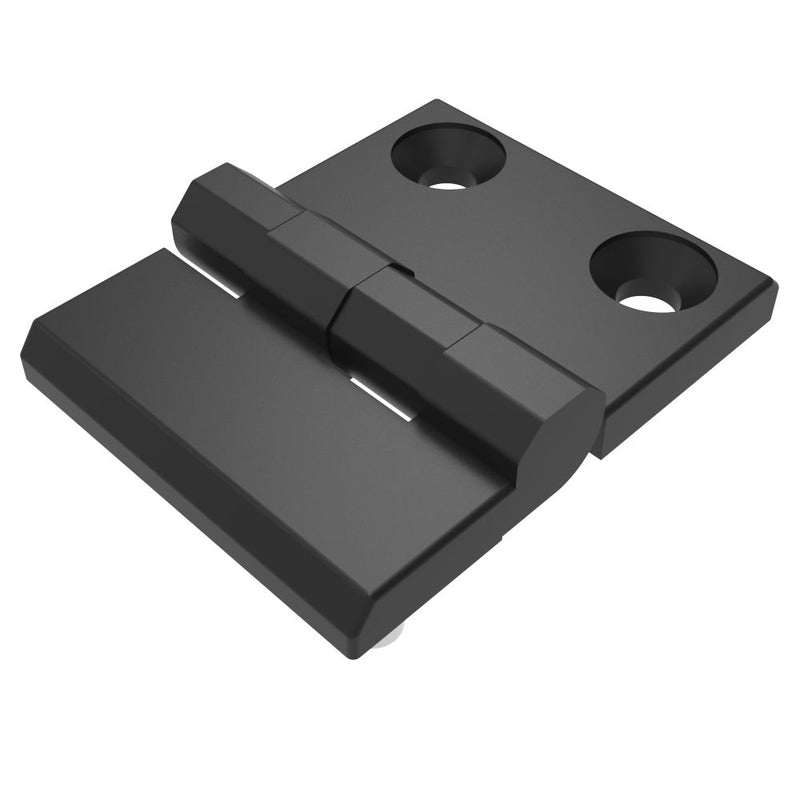 SOUTHCO Surface Mount Hinge, 60 mm size, with Mounting CSK Holes, Zinc Alloy, Black Powder coated [EH-DHFM-6076-8-SH]