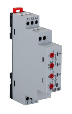 RS PRO DIN Rail Mount Timer Relay, 230 V ac, 24V ac/dc, 3-Contact, 1 → 100h, 1-Function, SPDT [0]; 119-806
