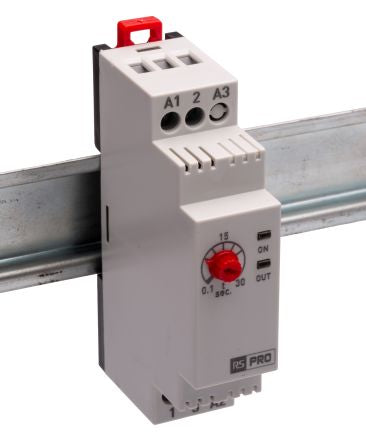 RS PRO DIN Rail Mount Timer Relay, 230V ac, 3-Contact, 0.1 → 30s, 1-Function, SPDT [0]; 119-807