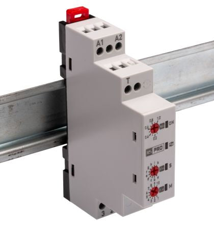 RS PRO DIN Rail Mount Timer Relay, 12 → 240V ac, 3-Contact, 0.1 → 30h, 1-Function, SPDT [0]; 119-809