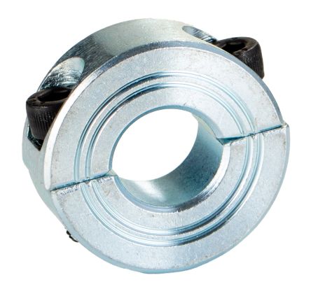RS PRO Shaft Collar, Two Piece, Clamp Screw, Bore 10mm, OD 24mm, W 9mm, Steel [0]; 145-622