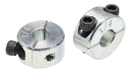 RS PRO Shaft Collar, Two Piece, Clamp Screw, Bore 0.25in, OD 0.625in, W 0.281in, Steel [0]; 145-647