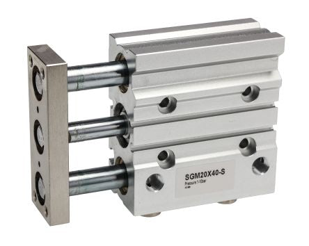 RS PRO Pneumatic Guided Cylinder - 20mm Bore, 40mm Stroke, Double Acting [0]; 180-287