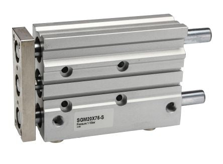 RS PRO Pneumatic Guided Cylinder - 20mm Bore, 75mm Stroke, Double Acting [0]; 180-289