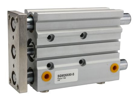RS PRO Pneumatic Guided Cylinder - 25mm Bore, 80mm Stroke, Double Acting [0]; 180-344