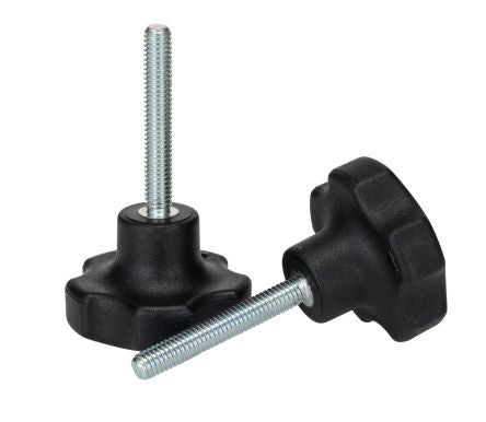 RS PRO Black Thermoplastic Multiple Lobes Clamping Knob, M6, Threaded Mount [0]; 199-272