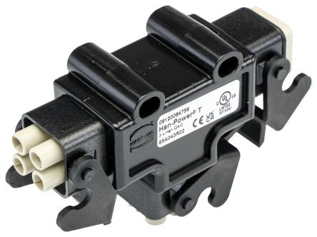 HARTING Energy Distributors, 4 Way, 40A, Han Power T, Bulkhead, 830 V [09120084756]; 204-539