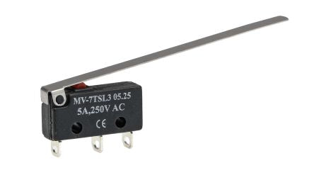 RS PRO Long Hinge Lever Micro Switch, Solder Terminal, 5A, CO, IP40 [0]; 241-234