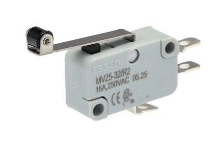 RS PRO Long Roller Lever Micro Switch, Screw, Solder, Quick Connect Terminal, 16A, Solder, IP40 [0]; 241-246