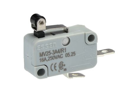 RS PRO Short Roller Lever Micro Switch, Screw, Solder, Quick Connect Terminal, 16A, Solder, IP40 [0]; 241-250
