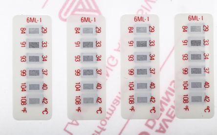RS PRO Non-Reversible Temperature Sensitive Label, 29°C to 42°C, 6 Levels [0]; 285-914