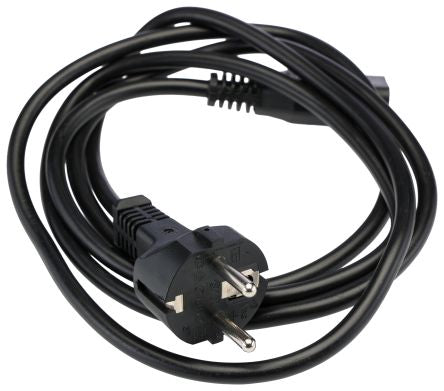RS PRO Straight IEC C13 Socket to Straight CEE 7/7 Plug Power Cord, 1.8m [0]; 558-946