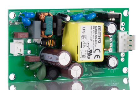 Recom Switching Power Supply, RACM60-24SK/OF/2x4, 24V dc, 2.5A, 60W, 1 Output, 80 → 264V ac Input Voltage [RACM60-24SK/OF/2x4]; 210-7053