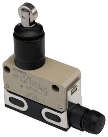 Omron D4E Series Roller Plunger Limit Switch, IP67, SPDT, Zinc Housing, 125V ac ac Max, 1A Max [D4E-1D10N]; 214-7027