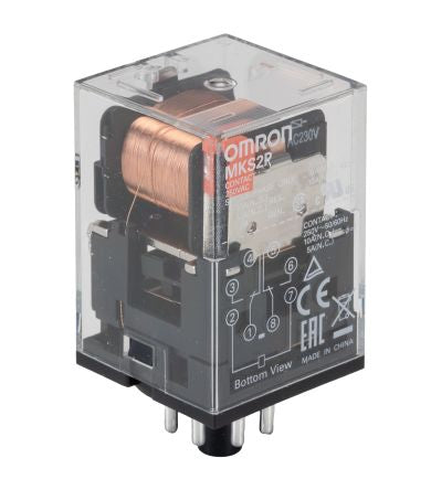 Omron Plug In Non-Latching Relay, 230V ac Coil, 10A Switching Current, DPDT [MKS2P 230VAC]; 214-7235