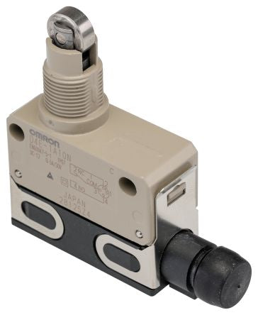 Omron D4E Series Roller Plunger Limit Switch, NO/NC, IP67, SPDT, Zinc Housing, 125V ac ac Max, 5A Max [D4E-1A10N]; 215-7725
