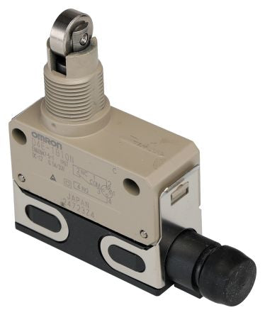 Omron Roller Plunger Limit Switch, NO/NC, IP67, SPDT, Zinc Housing, 125V ac ac Max, 1A Max [D4E-1B10N]; 215-7727