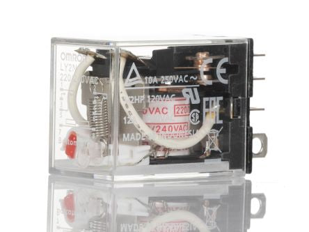 Omron Plug In Non-Latching Relay, 220 → 240V ac Coil, 10A Switching Current, DPDT [LY2N 220/240VAC]; 215-7857