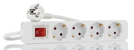 RS PRO 1.5m 4 Socket Schuko Extension Lead, 250 V, IP20 [0]; 222-2588
