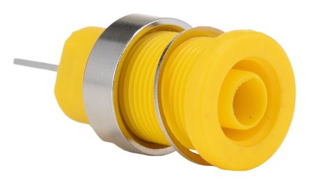 RS PRO Yellow Female Banana Socket, 4 mm Connector, Tab Termination, 24A, 1000V, Nickel, Tin Plating [0]; 224-7428
