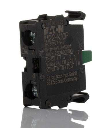 Eaton RMQ Titan M22 Series Contact Block, 500V, 1NO [110835 M22-K10P]; 229-9362