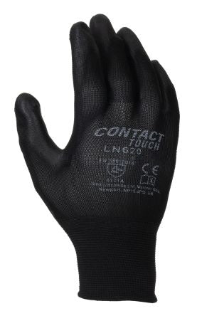 Liscombe Contact Touch Black Nylon Cut Resistant Work Gloves, Size 8, Polyurethane Coating [LN620-08]; 230-0591
