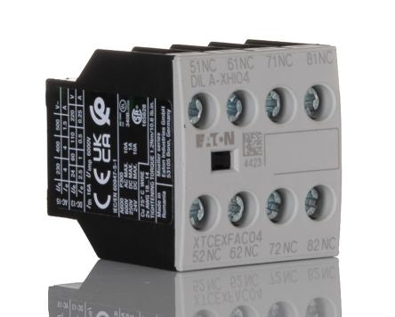Eaton Auxiliary Contact, 4 Contact, 4 NC, Front Fixing, DILA, DILM7 - DILM38 [276424 DILA-XHI04]; 230-4481
