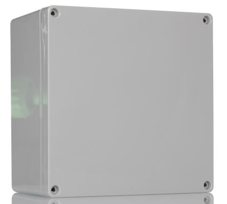 Hammond 1554 Series Grey Polycarbonate Enclosure, IP68, Grey Lid, 6.3 x 6.3 x 3.5in [1554S2GY]; 230-6478