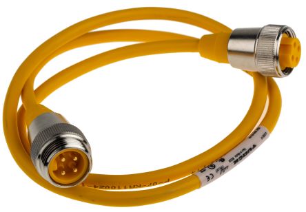 Turck Straight Male 4 way 7/8 in Circular to Straight Female 4 way 7/8 in Circular Sensor Actuator Cable, 1m [RSM RKM 40-1.0M]; 230-9735