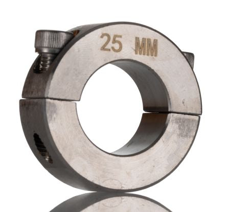 RS PRO Shaft Collar, Two Piece, Clamp Screw, Bore 25mm, OD 45mm, W 15mm, Stainless Steel [0]; 234-6965