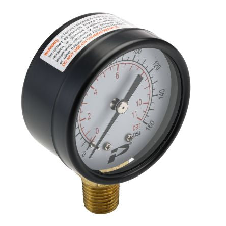 RS PRO BSP 1/4 Analogue Pressure Gauge 160psi Bottom Entry 50mm Outside Diameter [0]; 235-1294