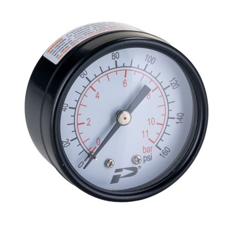 RS PRO BSP 1/4 Analogue Pressure Gauge 160psi Back Entry 50mm Outside Diameter [0]; 235-1296