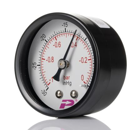 RS PRO BSP 1/4 Analogue Vacuum Gauge 0bar Back Entry 50mm Outside Diameter [0]; 235-1299
