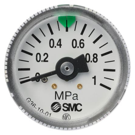 SMC Analogue Pressure Gauge 10bar Back Entry R1/8mm Outside Diameter [G36-10-01]; 235-3082