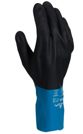 Showa Black Cotton Chemical Resistant, Waterproof Work Gloves, Size 10, Latex, Neoprene Coating [BSTCHMS]; 236-7654