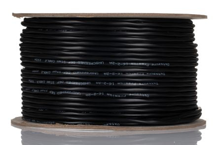 RS PRO Multicore Industrial Cable, 2 Cores, 0.5 mm², DEF STAN, Unscreened, 100m, Black PVC Sheath [0]; 236-9229