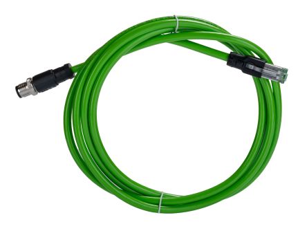 Phoenix ContactNBC, 2m Cat5, Green M12 to Male RJ45 Male Shielded, Terminated PVC Sheath [1407500]; 240-7290