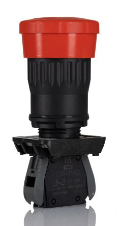 RS PRO Twist Release Emergency Stop Push Button, Panel Mount, 22mm Cutout, 1NC, IP65 [0]; 242-0836