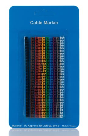 RS PRO Clip On Cable Markers, assorted colours, Pre-printed "0-9 - A-Z", 1.2-2mm Cable [0]; 243-6410