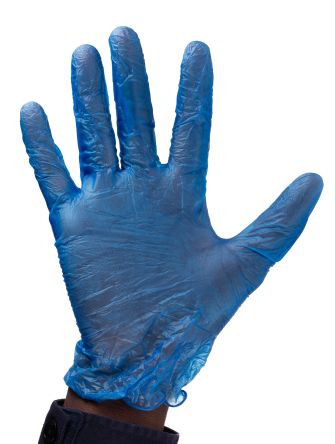 RS PRO Blue Powdered Vinyl Disposable Gloves, Size M, 100 per Pack [G0114]; 245-8929