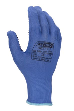RS PRO White Polyester General Purpose Gloves, Size 9, Large, PVC dots Coating [G781-09]; 246-0851