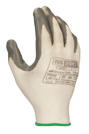 RS PRO Grey Polyester General Purpose Gloves, Size 10, XL, Nitrile Coating [G792-10]; 246-0866