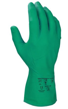 RS PRO Green Nitrile Butadiene Rubber Chemical Resistant Gloves, Size 12, XXXL [G825-12]; 246-0882