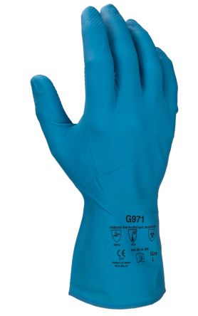 RS PRO Blue Nitrile Chemical Resistant Gloves, Size 9, Large [G971-L]; 246-0917