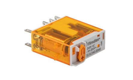 Finder Plug-In Mount Non-Latching Relay, 240V ac Coil, 8A Switching Current, DPDT [465282400040]; 248-1404