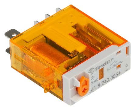 Finder Plug In Power Relay, 240V ac Coil, 16A Switching Current, SPDT [466182400054]; 248-1435