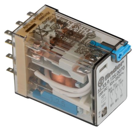 Finder Plug In Relay, 125V dc Coil, 10A Switching Current, 3PDT, 3PDT [553391250070]; 248-1598